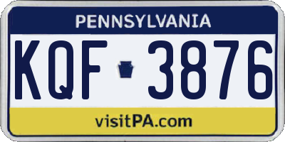PA license plate KQF3876