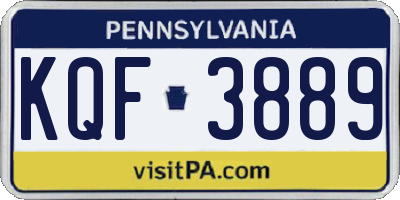 PA license plate KQF3889