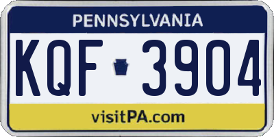 PA license plate KQF3904