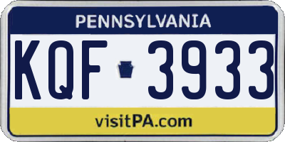 PA license plate KQF3933