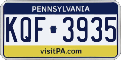 PA license plate KQF3935
