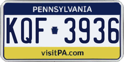 PA license plate KQF3936