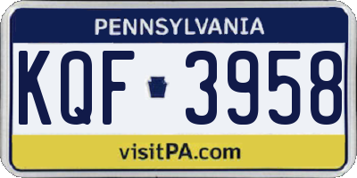 PA license plate KQF3958