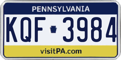 PA license plate KQF3984