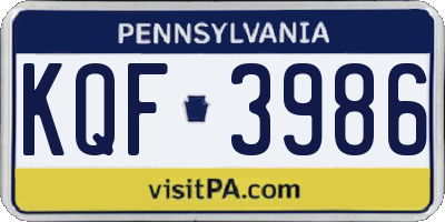 PA license plate KQF3986