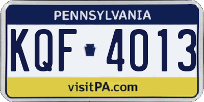 PA license plate KQF4013
