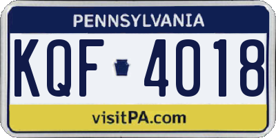 PA license plate KQF4018