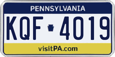 PA license plate KQF4019