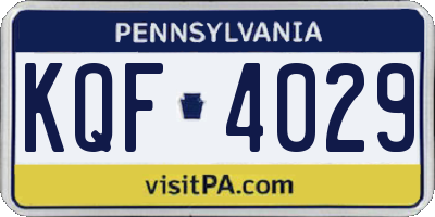 PA license plate KQF4029