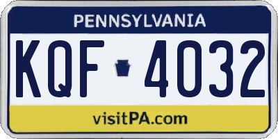 PA license plate KQF4032