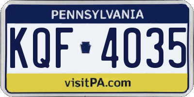 PA license plate KQF4035
