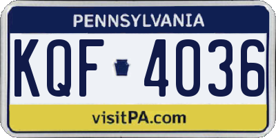 PA license plate KQF4036