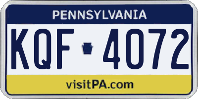 PA license plate KQF4072