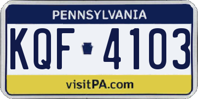 PA license plate KQF4103