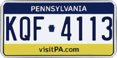 PA license plate KQF4113