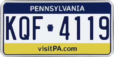 PA license plate KQF4119