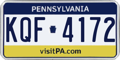 PA license plate KQF4172