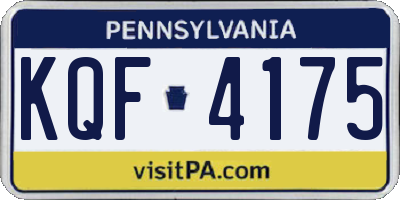 PA license plate KQF4175