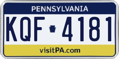 PA license plate KQF4181
