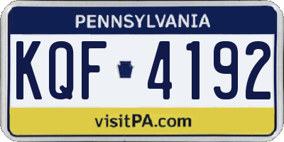 PA license plate KQF4192