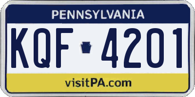 PA license plate KQF4201