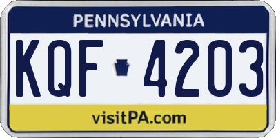 PA license plate KQF4203