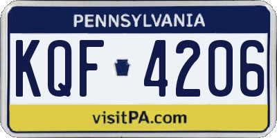 PA license plate KQF4206