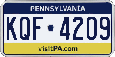 PA license plate KQF4209