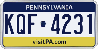 PA license plate KQF4231