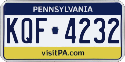 PA license plate KQF4232