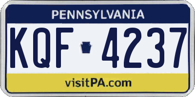 PA license plate KQF4237