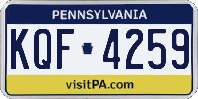 PA license plate KQF4259