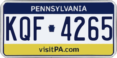 PA license plate KQF4265