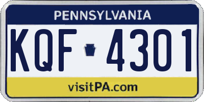 PA license plate KQF4301