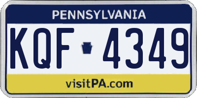 PA license plate KQF4349
