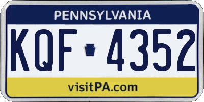 PA license plate KQF4352