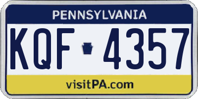 PA license plate KQF4357