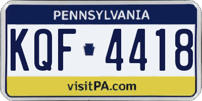 PA license plate KQF4418