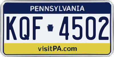 PA license plate KQF4502