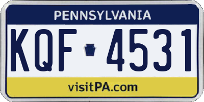 PA license plate KQF4531