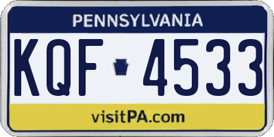 PA license plate KQF4533
