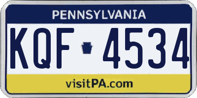 PA license plate KQF4534