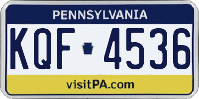 PA license plate KQF4536
