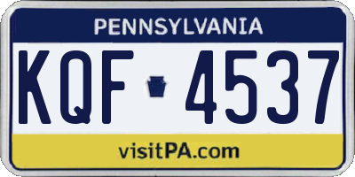 PA license plate KQF4537