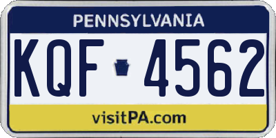 PA license plate KQF4562