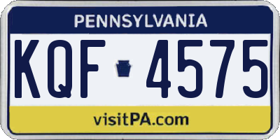 PA license plate KQF4575