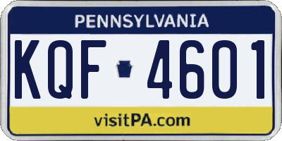 PA license plate KQF4601