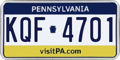 PA license plate KQF4701