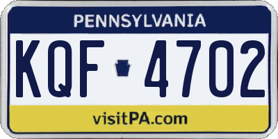 PA license plate KQF4702