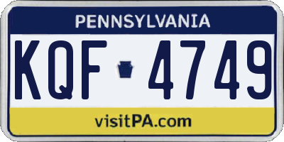 PA license plate KQF4749